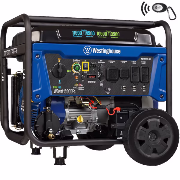 Westinghouse WGen11500DFc Dual Fuel Portable Generator 14500W Remote Start Gas Propane CO Sensor