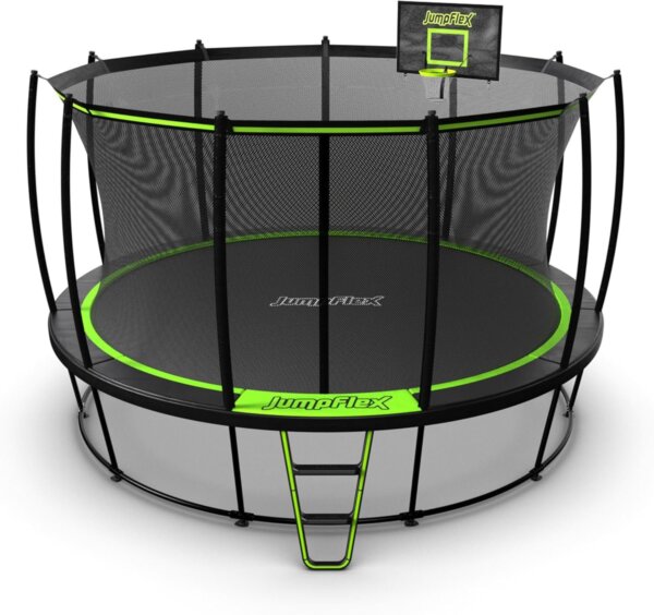 JumpFlex HERO 14 Backyard Outdoor Trampoline for Kids with Net & Ladder