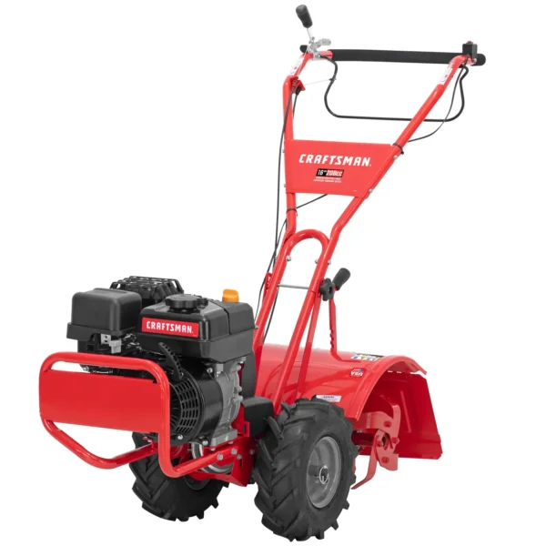 CRAFTSMAN 16 Inch Rear Tine Tiller 208cc Gas Garden Cultivator with Counter Rotating Steel Tines