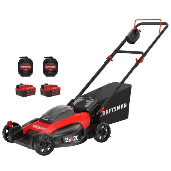 CRAFTSMAN V20 Brushless 20" Cordless Push Lawn Mower with 2x 5.0Ah Batteries & Dual Chargers